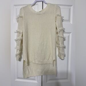 Kate & Mallory Cream Sweater with Fringe Details on the sleeves size XS